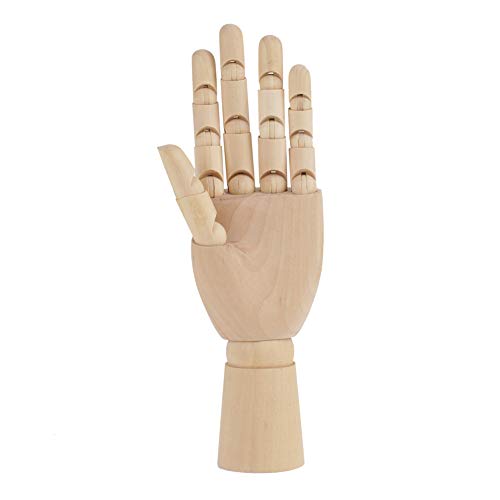TOUISEDGI Hölzernes Handmodell, Bewegliche Schaufensterpuppe, mit Beweglichen Fingern, Frauenhandkörper Künstlermodell, für Zeichenschule, Handschmuck Ausstellung(10 inch left hand) von TOUISEDGI