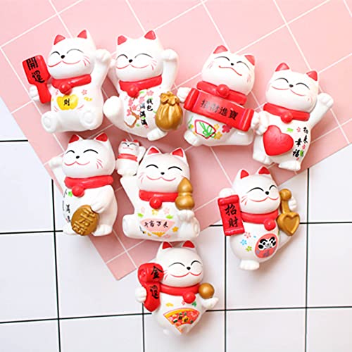 TOUISEDGI Mini Maneki Neko, Glückskatzen-Ornament, Winkender Arm, Glückskatze, PVC-Tierfigur Für Heimbüro Und Autodekoration, 8 Stück Im Set(set of 8) von TOUISEDGI