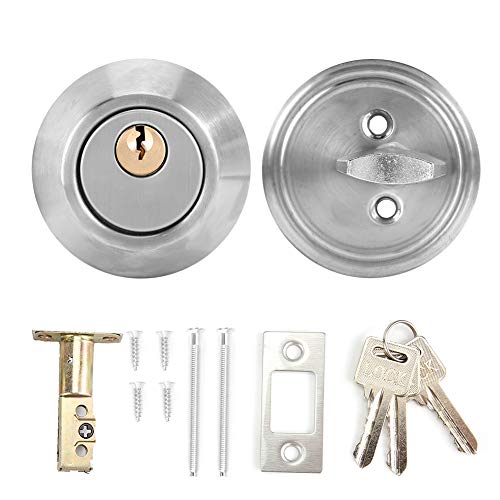 TOUISEDGI Stainless Steel Single Cylinder Safety Anti Theft Bedroom Door Lock with Keys for Front and Rear Doors (Silver) von TOUISEDGI