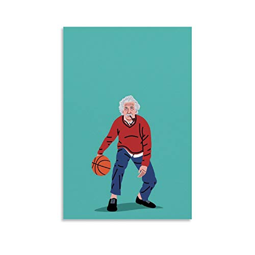 TOUKUI Albert Einstein Playing Basketball Poster dekorative Malerei Leinwand Wandkunst Wohnzimmer Poster Schlafzimmer Malerei 12x18inch(30x45cm) von TOUKUI