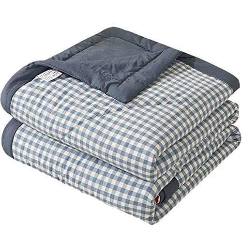 TOULIVER Sommer Coole Steppdecke Quilt Air Conditioner Gewaschener Baumwoll-Quilt-Student Einzelner Doppelte Sommer-Schlafsaal Dünne Steppdecke Sommerdecke,Blau,150x200cm von TOULIVER