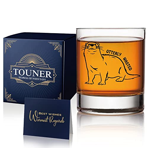 TOUNER Lustige Otter Otterly Wasted Whiskey Gläser, Otter Whiskey Glas Geschenk für Otter Liebhaber, Otter Geschenke, Otter-Themen-Geschenke, Gag Geschenkidee für sie von Sohn, Tochter, Kindern von TOUNER