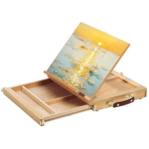 Tischstaffelei Holz Staffelei Tisch Malkoffer 34x26cm Buchenholz Zeichenbrett Workstation zu bemalen Skizzieren, Acryl, Aquarell, Bleistift oder Kohle von TOUROCMONT