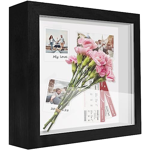 TOUYINGER 3D Bilderrahmen zum Befüllen, 20 x 20cm Bilderrahmen Tief Rahmen Objektrahmen Geldgeschenk Objektrahmen Personalisierte Holzrahmen für Hochzeit, Geburtstag, Taufen, Reisen von TOUYINGER