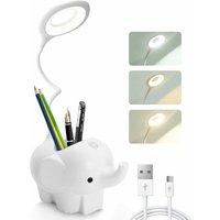 LED-Schreibtischlampe mit Stifthalter, kabellos, verstellbarer flexibler USB-Akku für Schlafzimmer, Büro (Weiß) von TOVBMUP