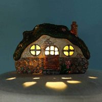 Tovbmup - Fairy Garden Statue House Figur, schönes Kaminhaus mit Solar-LED-Leuchten für Indoor Outdoor Patio Garden Rasen Ornamente Geschenk von TOVBMUP