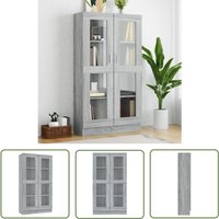 Tovbmup - The Living Store Vitrinenschrank Grau Sonoma 82,5x30,5x150 cm Holzwerkstoff - Bücherregal - Vitrinenschrank - Regal - Wohnraumgestaltung Tovbmup - The Living Store Vitrinenschrank Grau Sonoma 82,5x30,5x150 cm Holzwerkstoff - Bücherregal - Vitrinenschrank - Regal - Wohnraumgestaltung von TOVBMUP