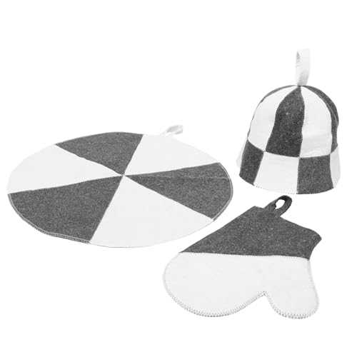 TOVINANNA 1 Set Filz Sauna Hut: Feuchtigkeitsabsorbierender & Hitzebeständiger Hut mit Handschuhen und Matte für Männer und Frauen, Mehrfarben, 34 x 23 x 0,3 cm von TOVINANNA