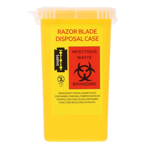TOVINANNA 1Stk Klingen-Recycling-Box Rasierklingenbehälter Abfallbehälter für Rasierklingen Sicherheitsbox für Rasierklingen Mülltonne Tasche anspitzer Spender Yellow von TOVINANNA