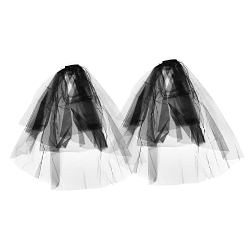 TOVINANNA 2 Stück Kurze Doppellagige Haarschleier Elegantes Haardecor für Partys Hochzeiten Halloween mit Haarkamm Schwarz Damen Accessoire TOVINANNA 2 Stück Kurze Doppellagige Haarschleier Elegantes Haardecor für Partys Hochzeiten Halloween mit Haarkamm Schwarz Damen Accessoire von TOVINANNA