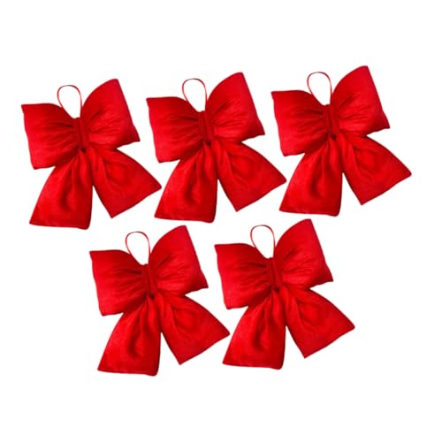 TOVINANNA 5 Stück Rote Weihnachtsbaum Schleifen aus Stoff Dekorative Schleifen für Party Hochzeit Indoor Outdoor Festliche Deko Vielseitige Einfach Anzubringende Bowknot Ornamente von TOVINANNA