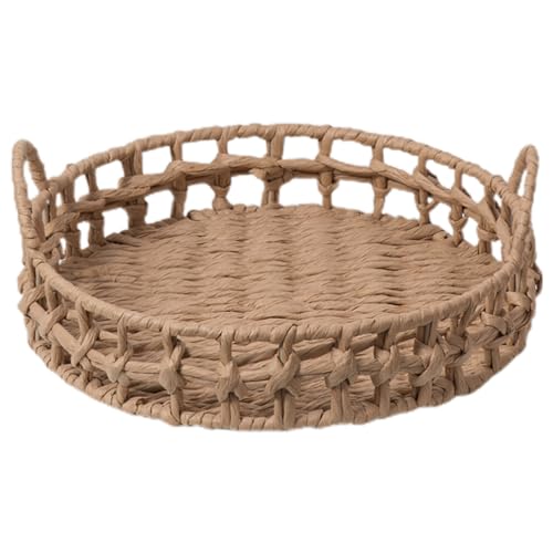TOVINANNA Geflochtener Aufbewahrungskorb dekorativer korb brotkörbchen Lagerregal Aufbewahrungskörbe Geflochtener Desktop-Korb Desktop-Speicherhalter Haushalt Rattan-Box Veranstalter Weide von TOVINANNA