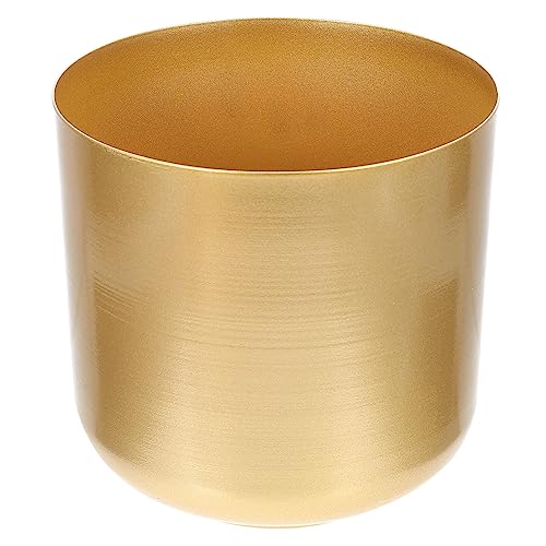 TOVINANNA Goldfarbene Metall-Blumentöpfe Aus Messing Zylindrischer Metall-Übertopf Moderne Heimdekoration Metallische Blumentöpfe Dekorative Gartentöpfe Mit Ablaufloch Für Blumen von TOVINANNA