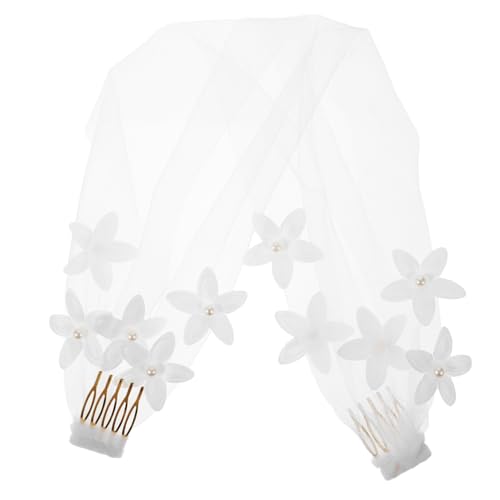 TOVINANNA Kurzer Brautschleier mit Perlenblumen und Kamm Eleganter Haarschmuck für Junggesellinnenabschied und Hochzeiten Luftiger Tüll Schleier Weiß Einzigartiges Accessoire für Bräute TOVINANNA Kurzer Brautschleier mit Perlenblumen und Kamm Eleganter Haarschmuck für Junggesellinnenabschied und Hochzeiten Luftiger Tüll Schleier Weiß Einzigartiges Accessoire für Bräute von TOVINANNA