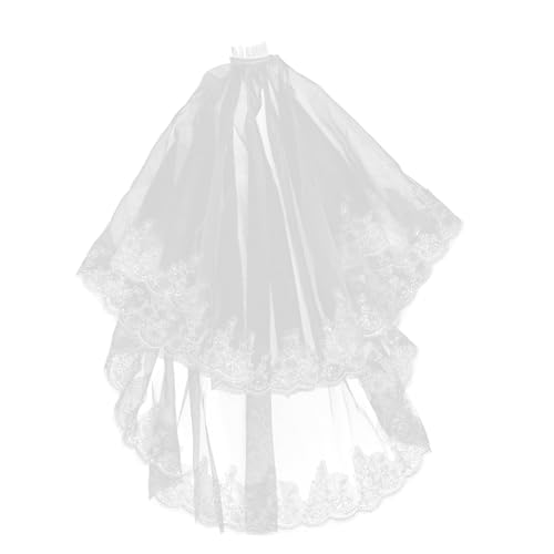 TOVINANNA Lichtdurchfluteter Spitzen-braut-schleier mit Glitzerkante Blumentüll Fingertip- Elfenbeinweiß mit Kamm Leuchtendes Hochzeits-accessoire für Abendzeremonien und Brautpartys von TOVINANNA