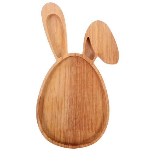 TOVINANNA Osterhasen-Tablett Snack-Kekstablett Serviertablett für Speisen Holztablett Couchtischdekoration Holzbrett Obsttablett Hut Vorspeise Kaffetisch Holzpaletten Obstschale von TOVINANNA