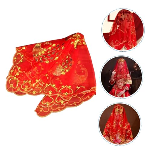 TOVINANNA Roter Chinesischer Brautschleier aus Spitze mit Pailletten Traditioneller Hochzeitsschleier Elegantes Braut-kopftuch für Chinesische Hochzeitsfeier Feiner Haarschmuck TOVINANNA Roter Chinesischer Brautschleier aus Spitze mit Pailletten Traditioneller Hochzeitsschleier Elegantes Braut-kopftuch für Chinesische Hochzeitsfeier Feiner Haarschmuck von TOVINANNA