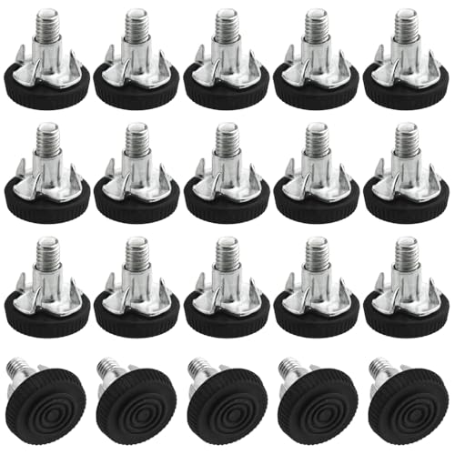 TOVOT 20 Stück M6 Verstellbare Möbelfüße Stellfüße Höhenverstellbare Füße Nivellierfüße Schwarz für Möbel (21MM) von TOVOT