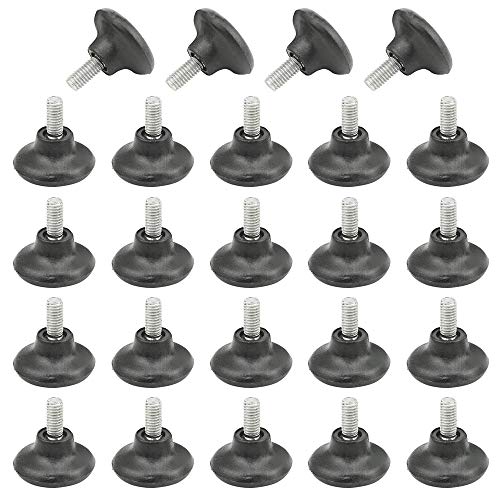 TOVOT 24 Stück M6 Verstellbare Möbelfüße Stellfüße Höhenverstellbare Füße Nivellierfüße Schwarz für Möbel (28×28MM) von TOVOT