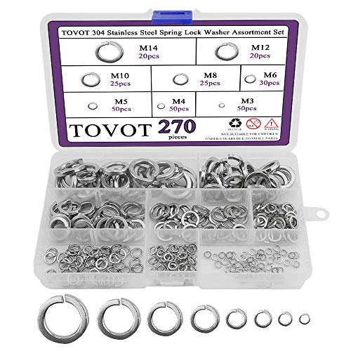 TOVOT 270 Stück Federringe Federscheiben aus Edelstahl 8 Größen Geteilte Federringscheibe M3 M4 M5 M6 M8 M10 M12 M14 TOVOT 270 Stück Federringe Federscheiben aus Edelstahl 8 Größen Geteilte Federringscheibe M3 M4 M5 M6 M8 M10 M12 M14 von TOVOT