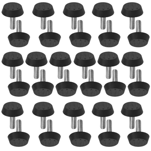 TOVOT 32 Stück M6 Verstellbare Möbelfüße Stellfüße Höhenverstellbare Füße Nivellierfüße Schwarz für Möbel (2×2.5CM) von TOVOT