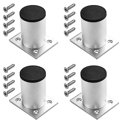 TOVOT 4 Stück Silberne Möbelfüße Runde Schrankfüsse Möbelfüße Verstellbar Aluminium-Legierung (6CM) von TOVOT