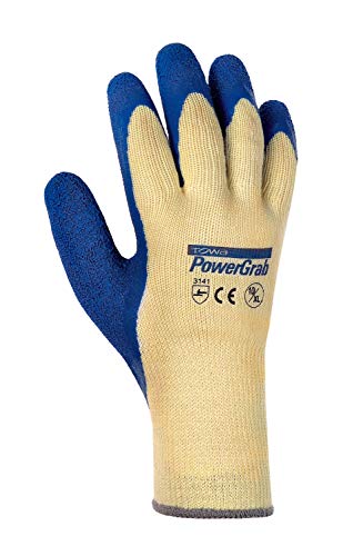 (12 Paar) TOWA Handschuhe Baumwoll-/Polyester-Strickhandschuhe PowerGrab 12 x Natur/blau 7(S) von TOWA