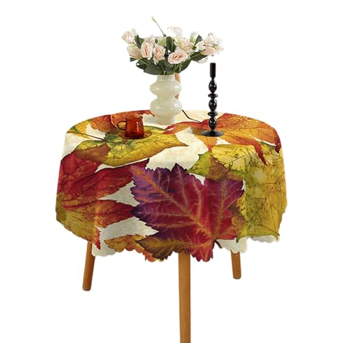 150 cm Runde Tisch Tuch Polyester Tischdecke Mit Kürbisentwicklung Für Versammlungen Flecken Resistente Tischdecke von TOWARDSNAN