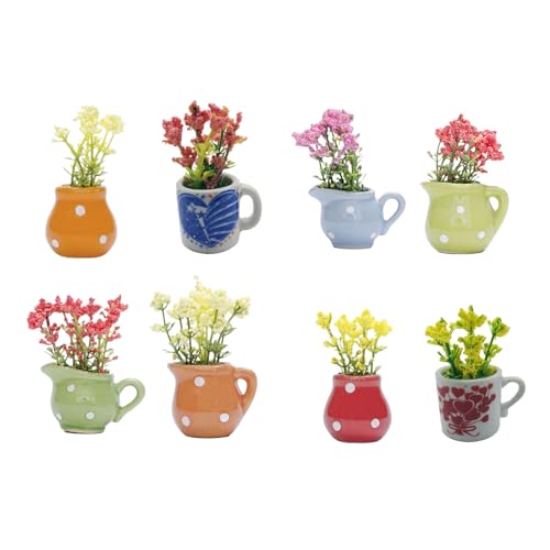 Packung 8 Miniaturharze Vase Kühlschrank Magnete Magnetische Blumentöpfe Ornamente Für Kühlschrank Küchenbüro Dekoration Magnetische Harze Vase Decors von TOWARDSNAN