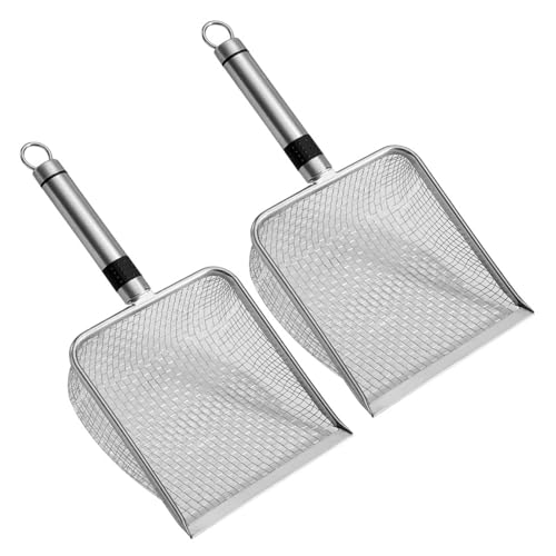 TOWARDSNAN 2pcs Edelstahlschaufel Kätzchen Müll Edelstahlgriff Pet Reinigungswerkzeug Bodensand Sand Trennung Hochleistungs Gartensand Sieb von TOWARDSNAN
