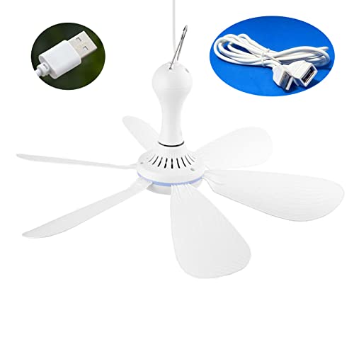 TOWARDSNAN Elektrischer Ventilator, 16,5 Zoll Campingventilator Hängeventilator 5W USB Baldachinventilator Dachventilator Pavillon Deckenventilator mit 6 Zeltventilatoren für Heiß von TOWARDSNAN