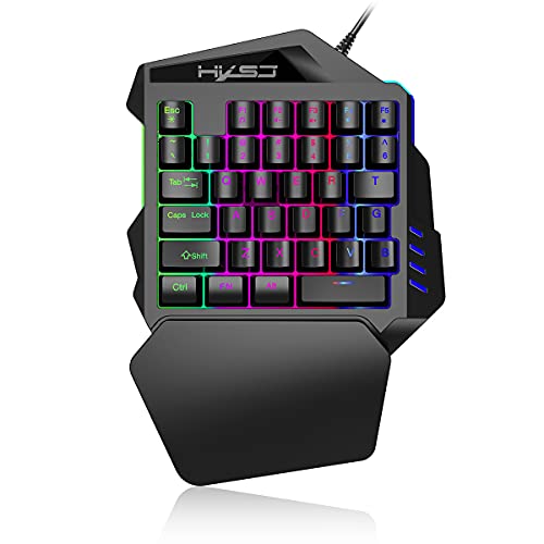 Gaming-Tastatur, 35 Tasten, mechanische Einhand-Gaming-Tastatur mit LED-Hintergrundbeleuchtung, Handgelenkauflage, USB-Kabelgebundene Gaming-Tastatur für LOL/PUBG, Mac/Fenster/PC-Spiel von TOWEAR