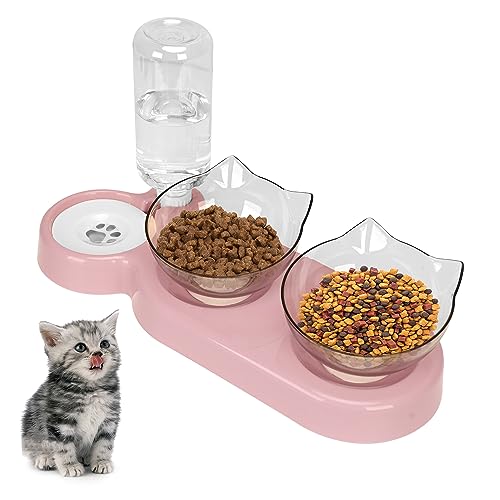 Neigbarer 15° Katzennapf, abnehmbarer verstellbarer Katzenfutternapf mit Ständer, Katze schwimmender Wassernapf mit Schwerkraft-Wasser-Futterspender, Anti-Verschütten Haustierfutter Futternapf für Neigbarer 15° Katzennapf, abnehmbarer verstellbarer Katzenfutternapf mit Ständer, Katze schwimmender Wassernapf mit Schwerkraft-Wasser-Futterspender, Anti-Verschütten Haustierfutter Futternapf für von TOWEAR