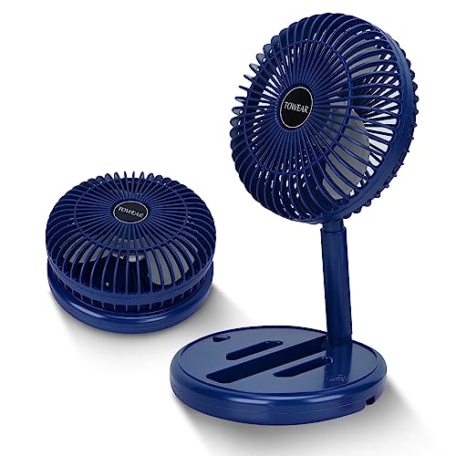 TOWEAR USB Ventilator Ultra Leise - 6000mAh Tischventilator, 3Geschwindigkeiten, Mini Ventilator für den Schreibtisch, Zuhause und Büro, Mini-Ventilator mit 360° Mehrwinkeleinstellung von TOWEAR