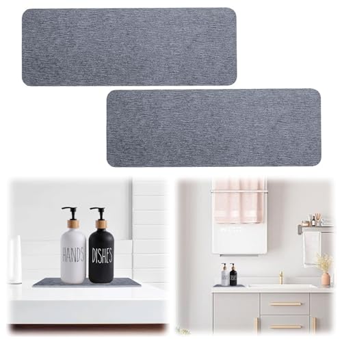 2 Stück Wasserabsorbierender Stein für Spüle, Wasserabsorbierende Kieselgur Untersetzer Quadratischer Form Untersetzer Wasseraufnahme Kieselgur Seifenschalenhalter für Badezimmer (Dunkelgrau) von TOWEBOORY