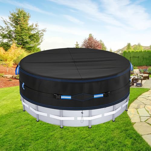 365cm Poolabdeckung Rund, 420D Reißfest Oxford Poolplane 12ft Lagertank Poolabdeckung mit Kordelzug Sommer & Winter Poolplane Uv-Schutz Pool Abdeckplane Wind-und Staubabweisend, Einfache Installation von TOWEBOORY