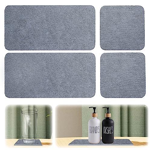 4 Stück Kieselgur Untersetzer, Diatomit-Untersetzer Wasserabsorbierender Stein für Spüle mit 16 Matten Schnelle Wasseraufnahme Kieselgur Seifenschalenhalter für Badezimmer Küchenspüle (Dunkelgrau) von TOWEBOORY