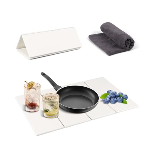 Abtropfmatte Geschirr, 60x40cm Wasserabsorbierende Kieselgur Matte Küche Mit Handtuch Faltbar Abtropfmatte für Küche Spülbeckenmatte für Küche, Arbeitsplatte, Badezimmer, Dusche Abtropfmatte Geschirr, 60x40cm Wasserabsorbierende Kieselgur Matte Küche Mit Handtuch Faltbar Abtropfmatte für Küche Spülbeckenmatte für Küche, Arbeitsplatte, Badezimmer, Dusche von TOWEBOORY
