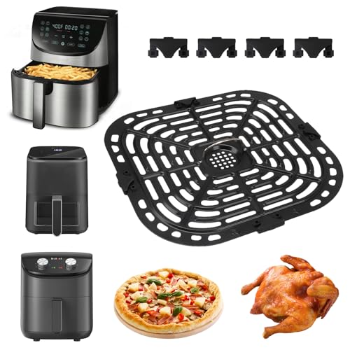 Air Fryer Grillpfanne für Instant Vortex Fritteusen GAF685 GAF735 6QT, Edelstahl Quadratische Air Fryer Ersatz Grillpfanne Ersatz Luftfritteuse Crisper Platte Grillplatte Tray Zubehör von TOWEBOORY