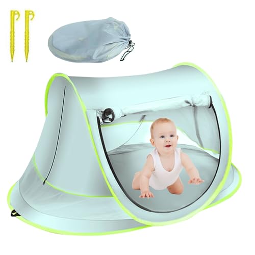 TOWEBOORY Baby Strandmuschel Strandzelt mit UV Schutz UPF 50+ Pop Up Tragbar Extra Light für Strand, Reisen, Wandern, Camping, Angeln (Blau) von TOWEBOORY