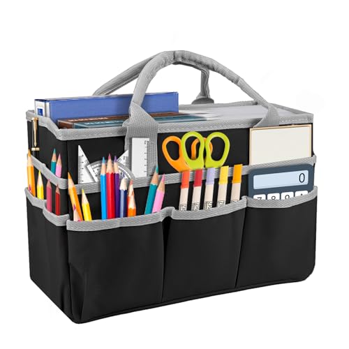 Basteltasche, Bastelorganizer-Tragetasche Kunstaufbewahrungs-Caddy mit Mehreren Fächern Kunst-Organizer Tragetasche mit Griff für Kunst, Basteln, Scrapbooking, Medizin und Bürobedarf (Schwarz) von TOWEBOORY