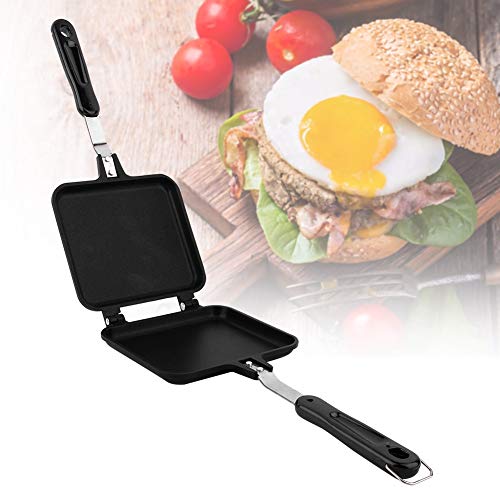 Doppelseitige Bratpfanne, Sandwichmaker Toastpfanne mit Hitzebeständigem Griff Antihaftbeschichtung Sandwich Panini Maker Kleine Pfanne Doppelseitig für Frühstück Camping Outdoor von TOWEBOORY