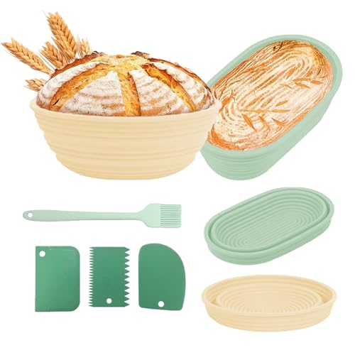 TOWEBOORY Gärkörbchen, Gärkorb Oval Gärkorb Rund Gärkorb zum Brotbacken Gärkorb für Brot Brotbackkorb mit Bäckermesser Gähr Körbchen Proofing Basket Rundes Gärkörbchen Gärkörbe für Brot Brotbackset von TOWEBOORY