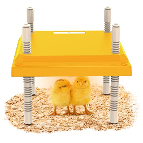 Küken Wärmeplatte 25 x 25 cm, Kükenheizplatte Kükenwärmer Wärmelampe Höhenverstellbar Wärmeplatte mit Verstellbarer Höhe und Winkel für 15 Küken für alle Geflügelarten wie Hühner, Wachteln (Gelb) von TOWEBOORY