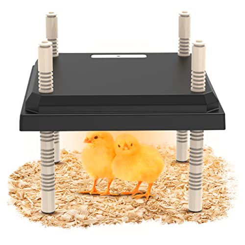 Küken Wärmeplatte 25 x 25 cm, Kükenheizplatte Kükenwärmer Wärmelampe Höhenverstellbar Wärmeplatte mit Verstellbarer Höhe und Winkel für 15 Küken für alle Geflügelarten wie Hühner, Wachteln (Schwarz) von TOWEBOORY