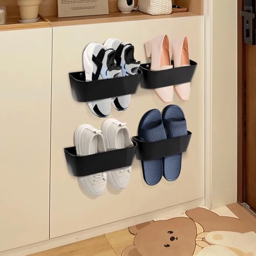 Schuhhalter Wand Wohnmobil, Pantoffelregal zum Aufhängen von Schuhorganisatoren Schuhorganizer Camping mit Ohne Bohren Selbstklebend oder Bohren für Wohnmobil,Camping,Badezimmer,Wohnzimmer (4 Stück) von TOWEBOORY