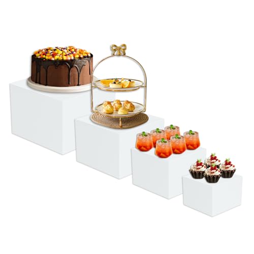TOWEBOORY 4 Stück Buffet Erhöhungen, 5/6/7/8in Tortenständer Acryl-Ständer für die Ausstellung Weiße Acryl-Würfelbox Lebensmittelständer-Set mit hohlen Böden für Cupcakes Collectibles Schmuck Figuren TOWEBOORY 4 Stück Buffet Erhöhungen, 5/6/7/8in Tortenständer Acryl-Ständer für die Ausstellung Weiße Acryl-Würfelbox Lebensmittelständer-Set mit hohlen Böden für Cupcakes Collectibles Schmuck Figuren von TOWEBOORY
