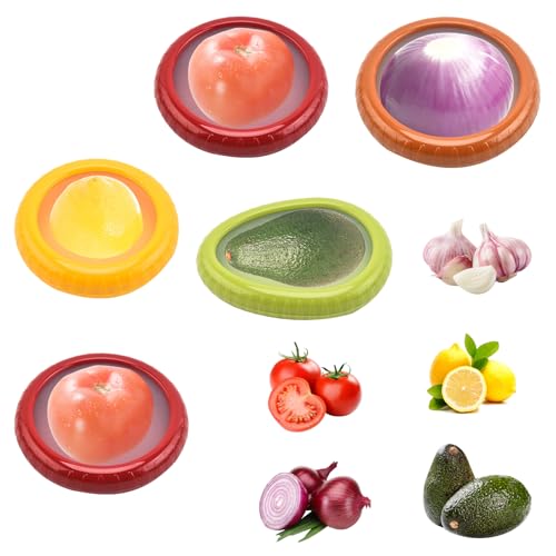 TOWEBOORY 5 Stück Wiederverwendbare Silikon-Aufbewahrungsboxen, Obst-Gemüse-Sparer Obst Aufbewahrungsbox Luftdichter Lebensmittelbehälter Frischhaltedosen für Die Frischhaltung von Lebensmitteln von TOWEBOORY