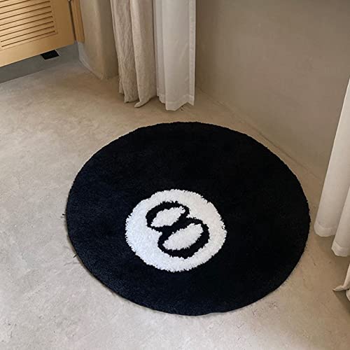 TOWEBOORY Teppich für 8 Bälle, Billard 8 Ball Teppich Rund Tufting Weich Stuhl Pad rutschfeste Teppich Waschbar Schwarz Kreis Teppiche für Wohnzimmer, Esszimmer, Schlafzimmerdekoration (60 * 60cm) von TOWEBOORY