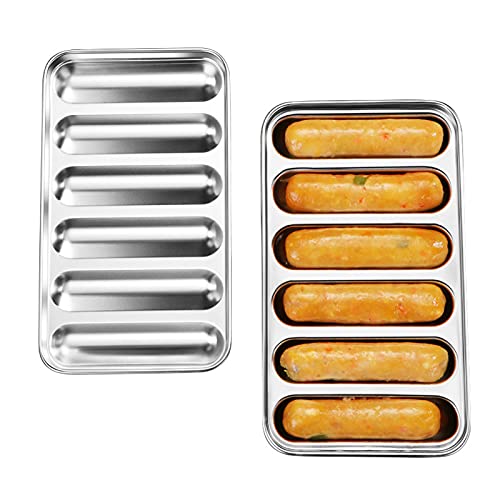 TOWEBOORY Wurstform, DIY Hausgemachte Wurst-Hot-Dog-Form, 6 Mulden, 304 Edelstahl, Hotdog-Maker, Gebackene Schinken-Wurstbox Für Zuhause Und Küche von TOWEBOORY